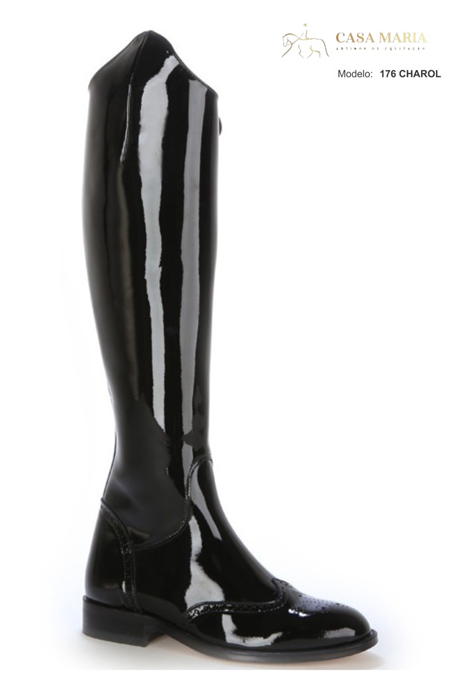 Bota alta preta de verniz brilhante modelo 176 CHAROL