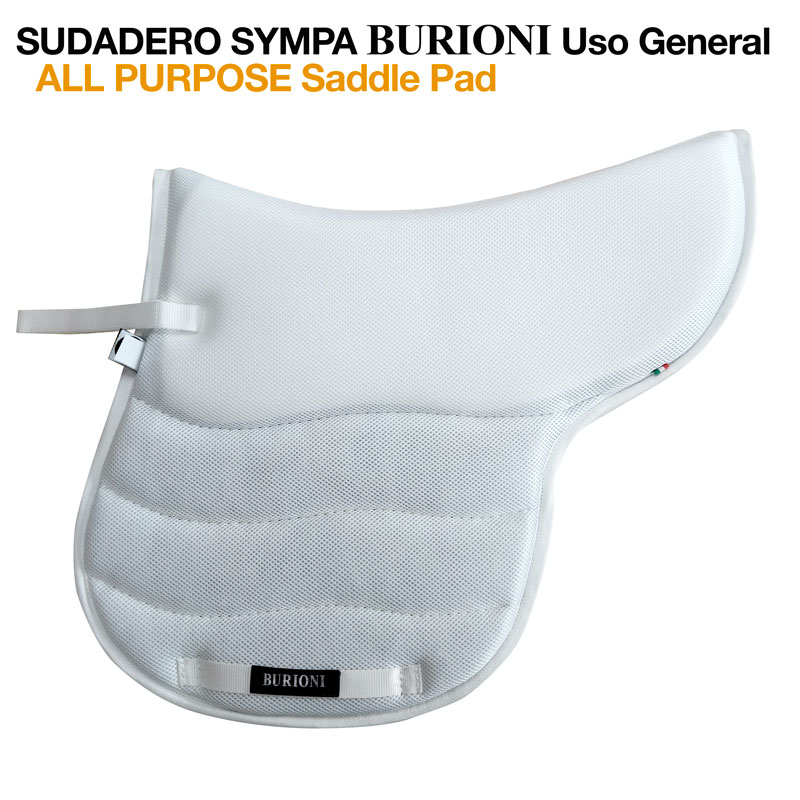 Almofada para sela branca texturada para cavalo com texto de marca e uso
