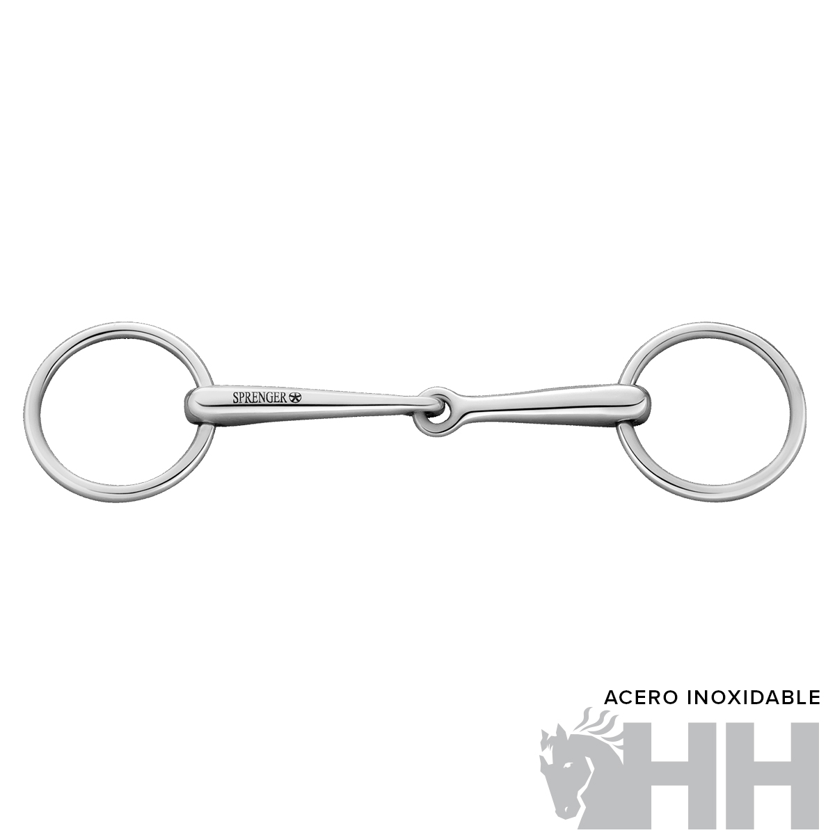 Freio de anel simples em aço inoxidável com argolas grandes e barra central