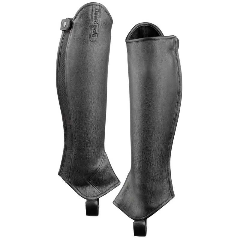 Par de polainas pretas em couro com botão e texto Dublin Pro