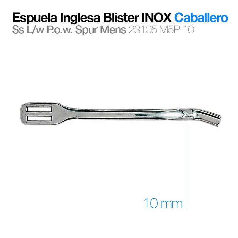 Espuela Inglesa de aço inox com texto e marcações