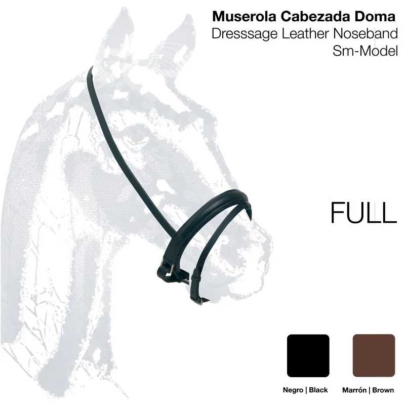 Muserola cabezada doma em couro preto para cavalo, modelo Sm-Model tamanho FULL