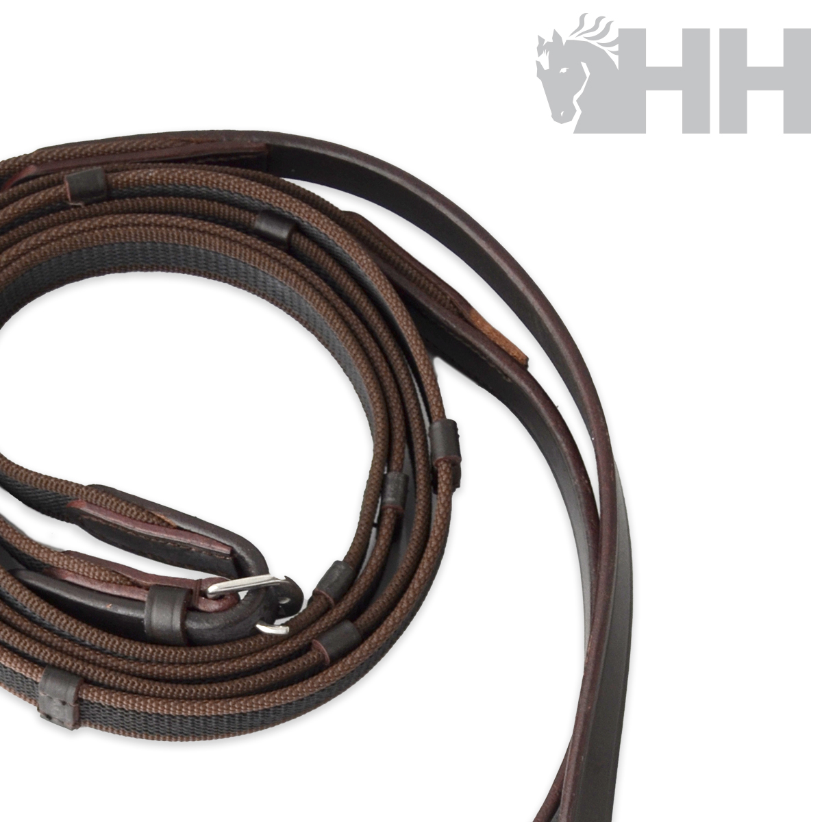Freio de equitação castanho escuro com logótipo HH