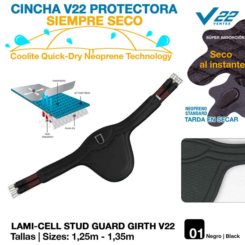 Cincha protetora preta para cavalo com tecnologia Quick-Dry Neoprene