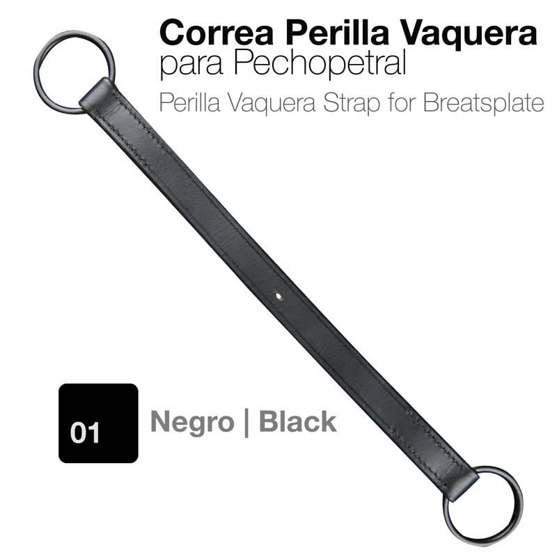 Correia preta para pechopetral com duas argolas metálicas