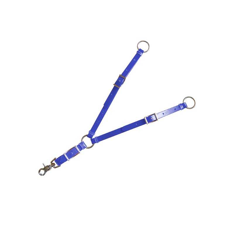 Acessório azul com anéis metálicos e fecho