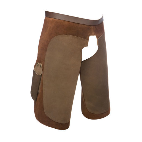 Calções de equitação castanhos com reforço em couro e bolso lateral