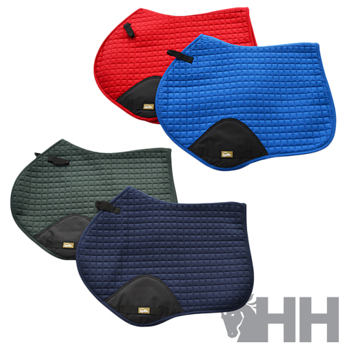 Conjunto de quatro mantas de sela para cavalo em vermelho, azul, verde e azul escuro com reforço preto