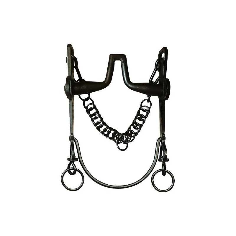 Freio metálico para equitação com corrente central e argolas