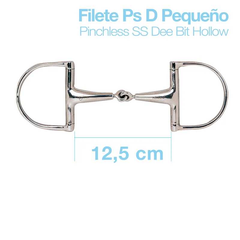 Freio em aço inoxidável com argolas em forma de D e boca oca de 12,5 cm.