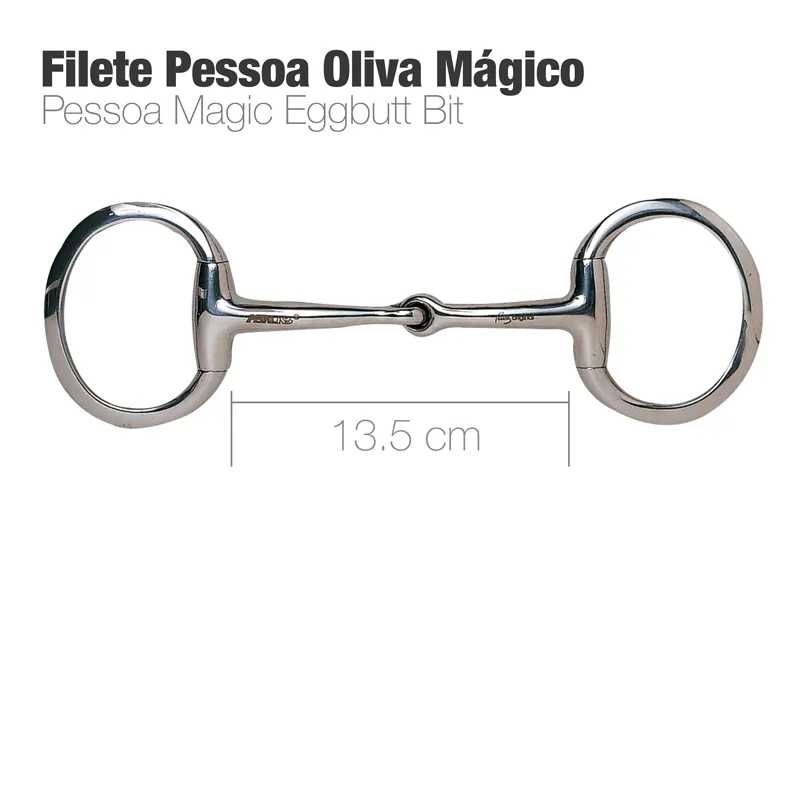 Filete Pessoa Oliva Mágico em metal prateado com duas argolas e medida 13,5 cm