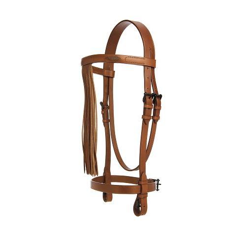 Cabezada de cavalo em couro castanho claro com franjas