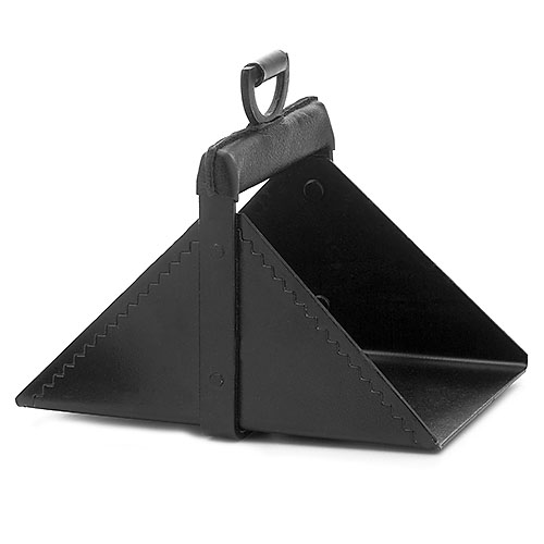 Suporte triangular preto em metal com alça na parte superior