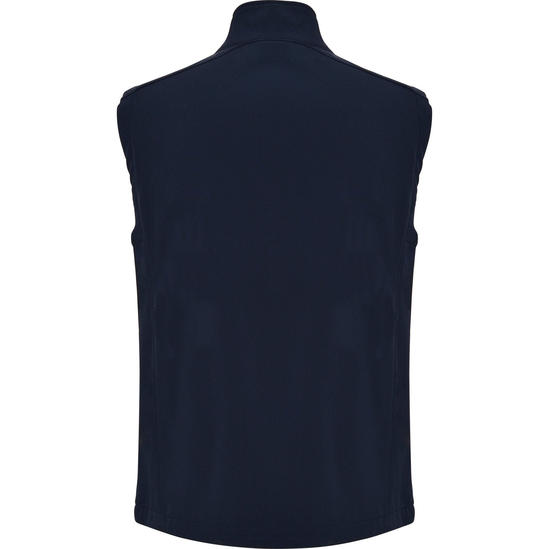 Colete azul escuro sem mangas visto de costas