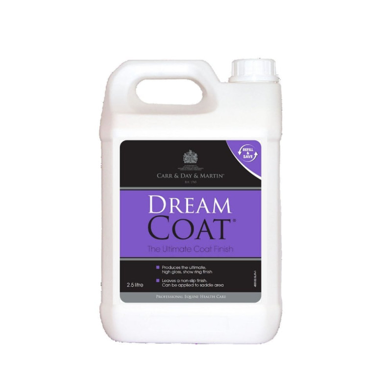Recipiente branco de plástico DREAM COAT com rótulo roxo e preto