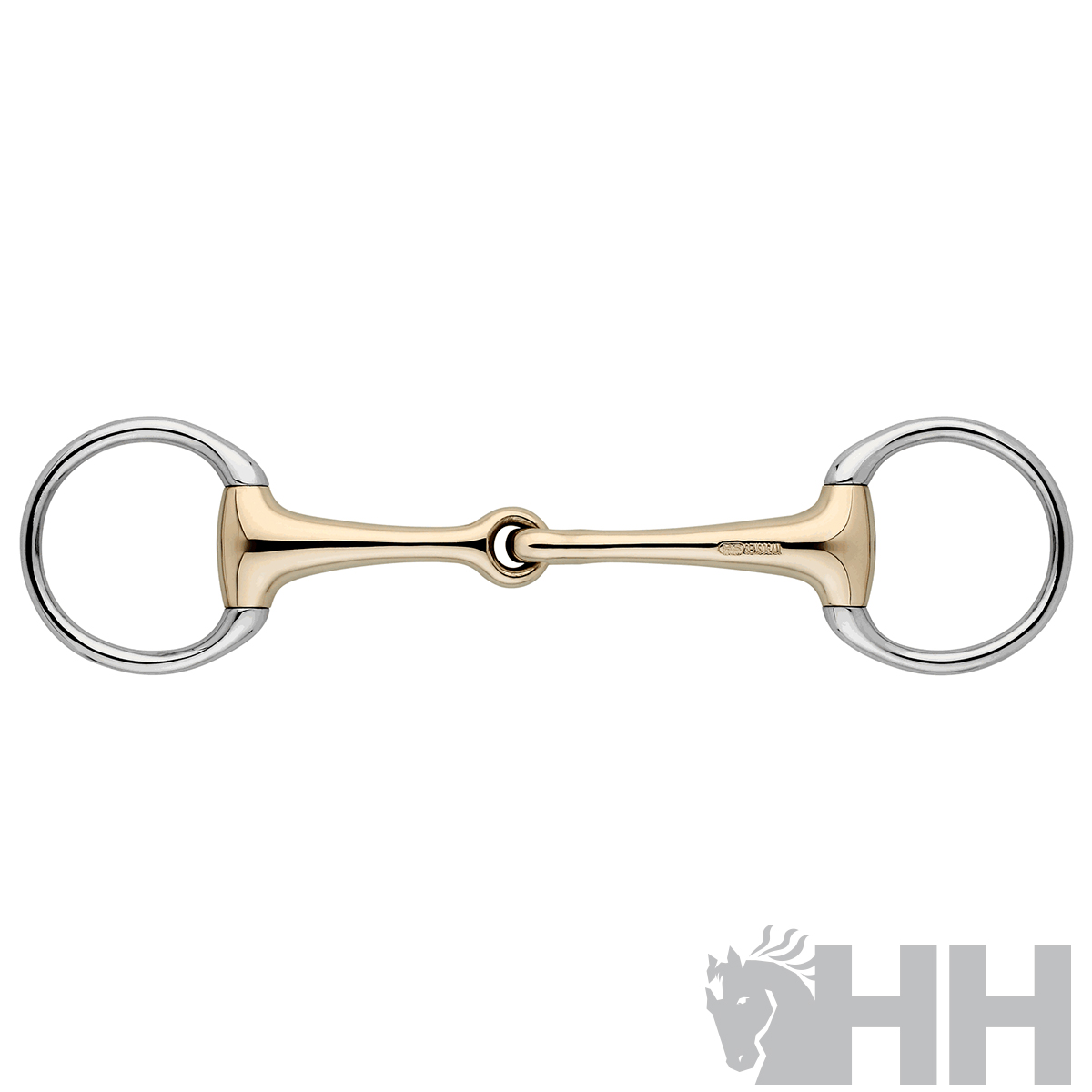 Freio de anel metálico em dourado e prata com articulação central