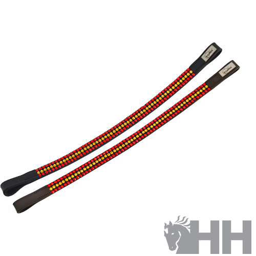 Cordão trançado colorido para óculos com extremidades de couro e etiqueta