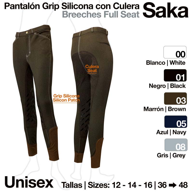 Calças de equitação unissexo com patch de silicone e reforço no assento, várias cores e tamanhos.