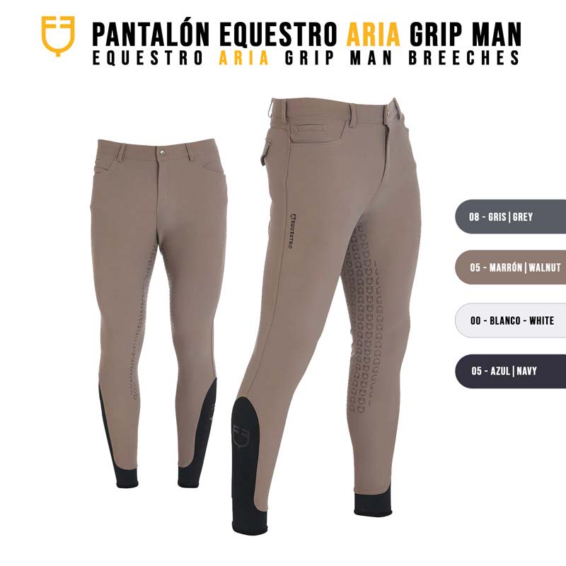 Calças de equitação marrons com detalhes antiderrapantes e tecido preto nos tornozelos