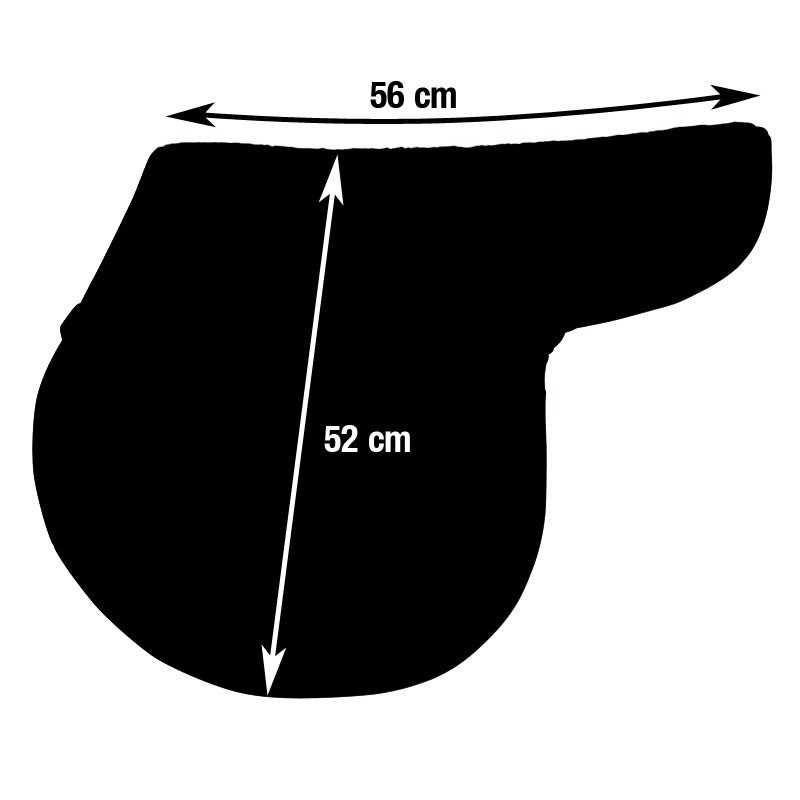 Almofada de sela preta com medidas 56x52 cm