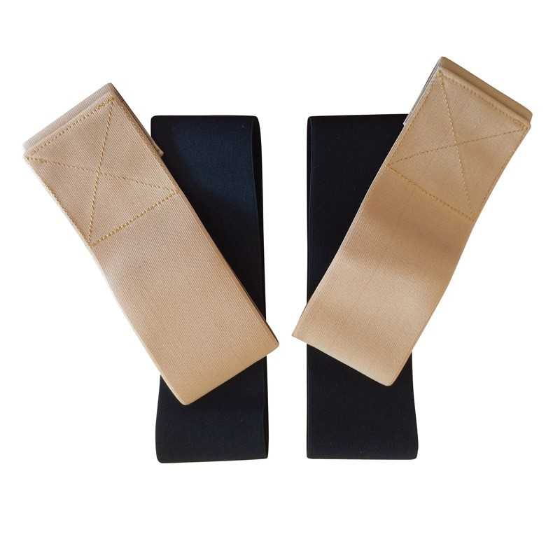 Par de faixas elásticas de treino preta e bege com costuras reforçadas