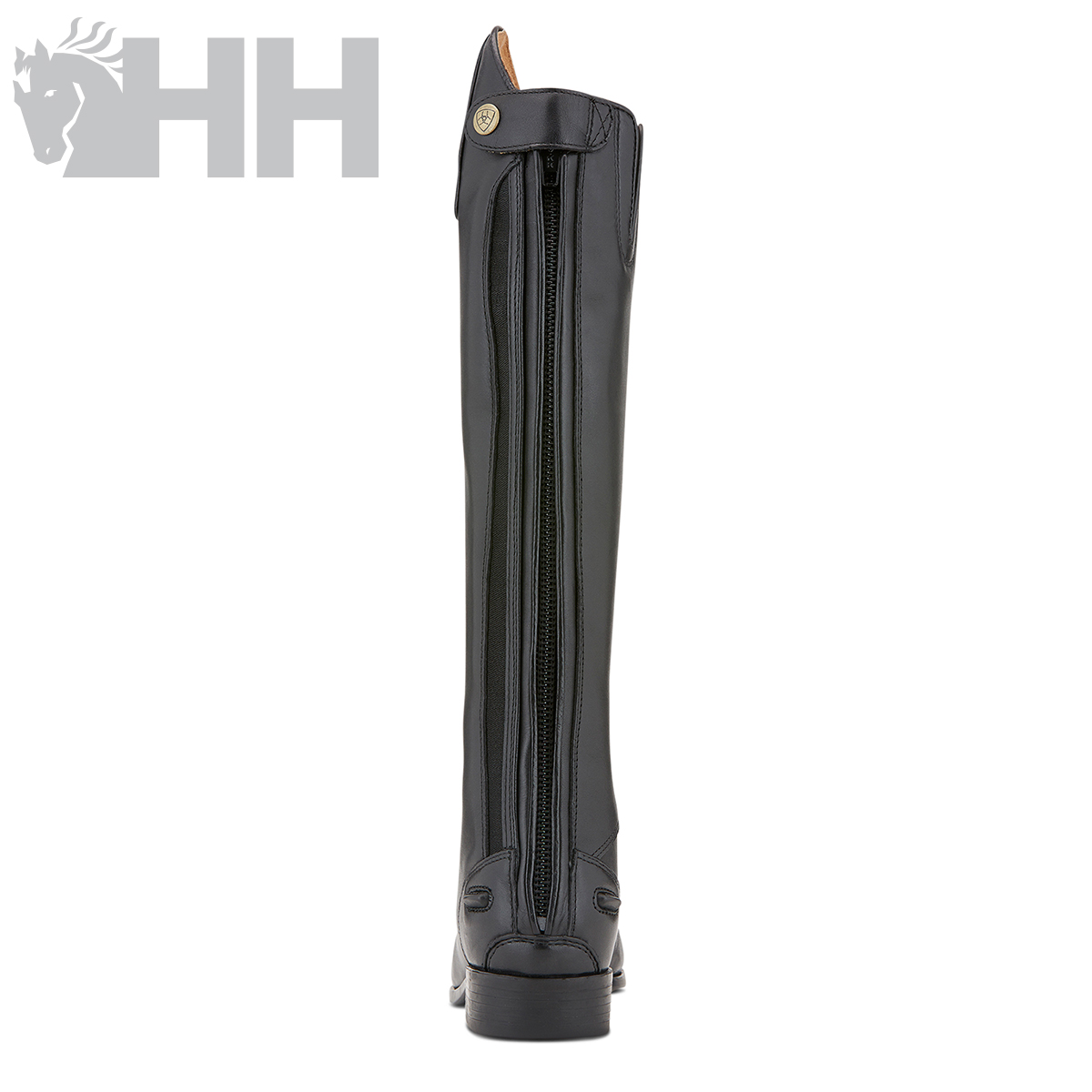 Bota preta de cano alto com fecho de correr vertical