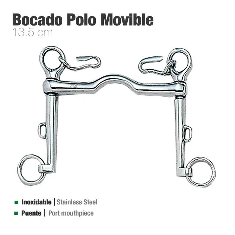 Bocado Polo Movible em aço inoxidável com 13,5 cm