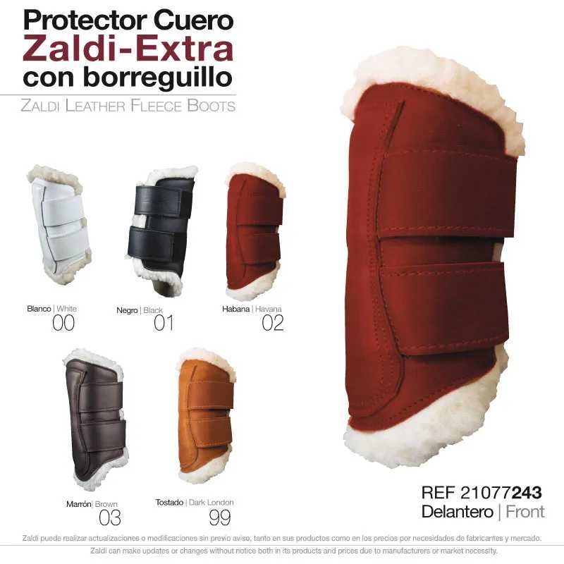 Protector de couro Zaldi-Extra com borreguillo em várias cores e duas faixas ajustáveis