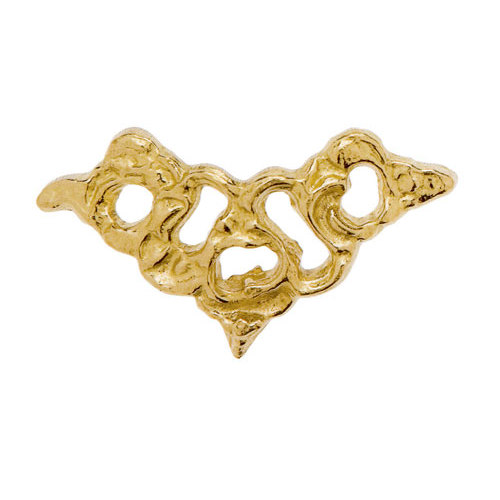 Peça decorativa dourada com design abstrato e textura irregular