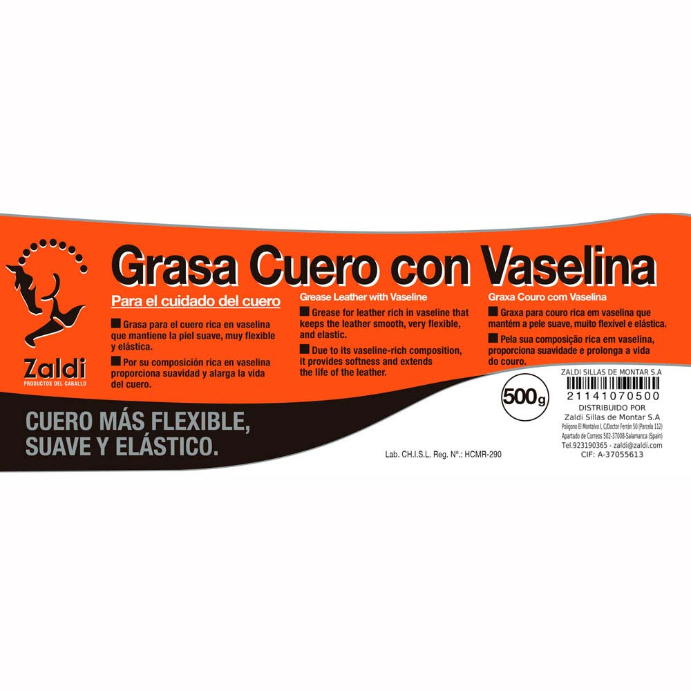 Etiqueta de Grasa Cuero com Vaselina para cuidado do couro