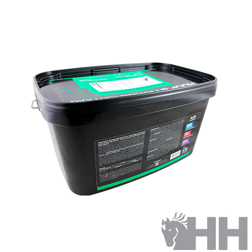 Contentor preto retangular em plástico com tampa e etiquetas técnicas coloridas