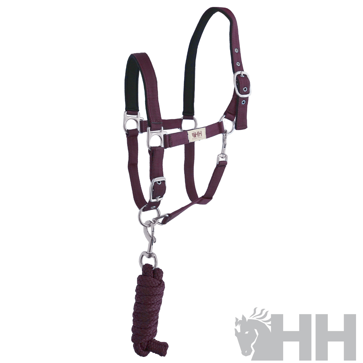 Cabresto de cavalo roxo com corda de guia