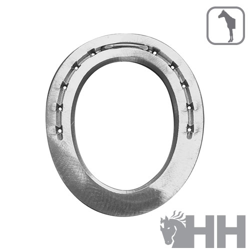 Ferradura metálica prateada com doze furos