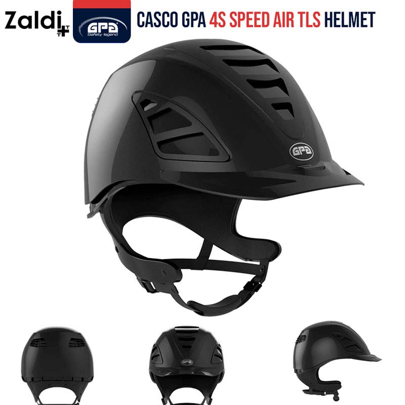 Capacete preto para equitação com ventilação frontal e traseira e correia ajustável