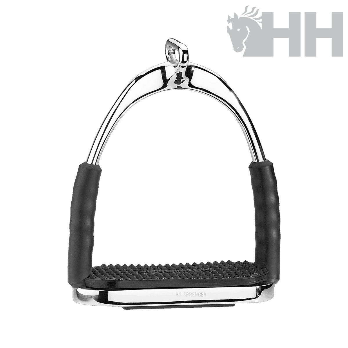 Estribo metálico com punhos pretos e base antiderrapante