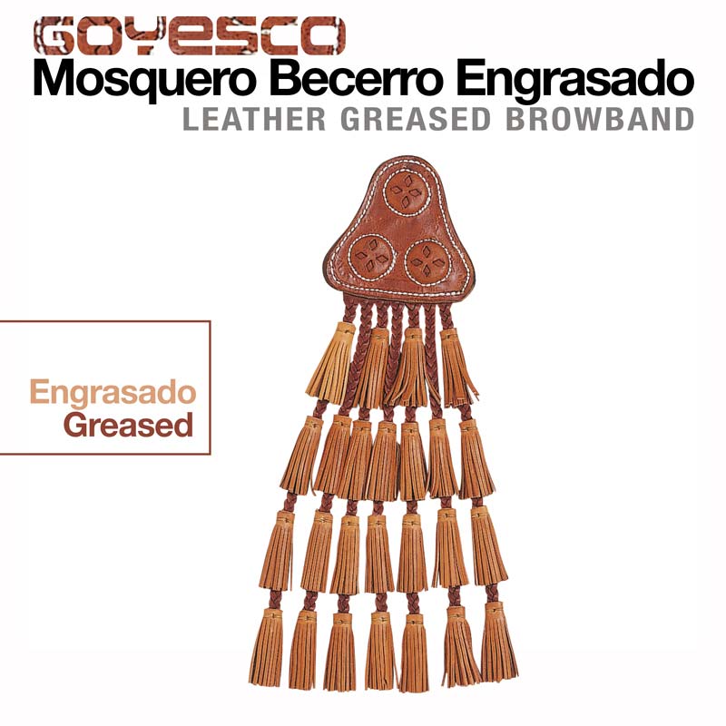 Mosquero Becerro Engrasado em couro castanho com franjas