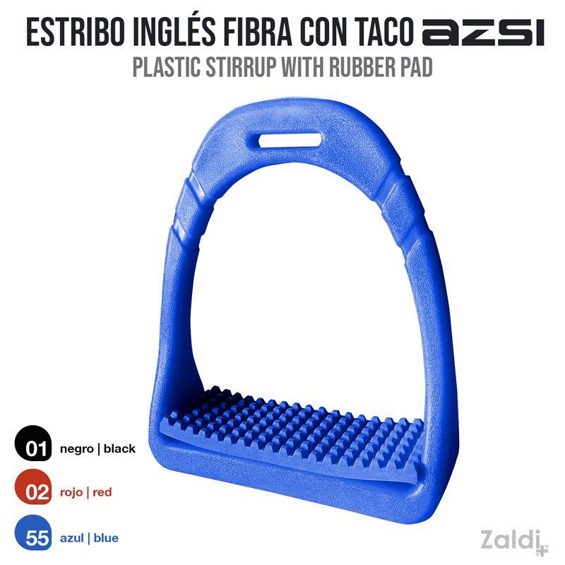 Estribo de equitação azul em plástico com suporte antiderrapante, modelo AZ31.