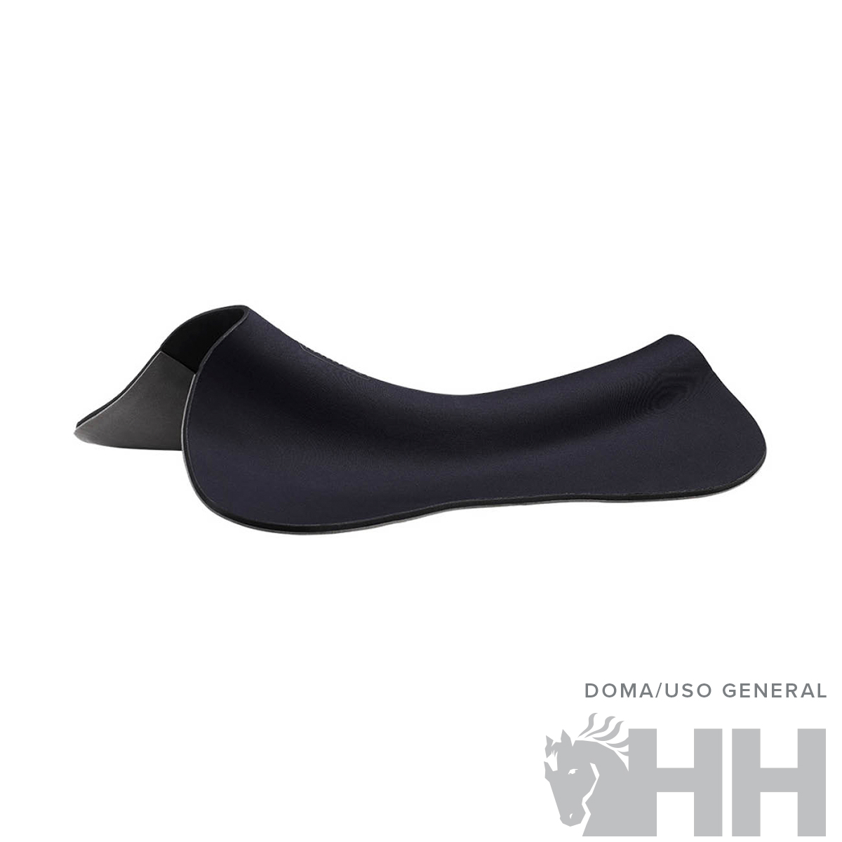 Selim de equitação preto com texto e logo HH