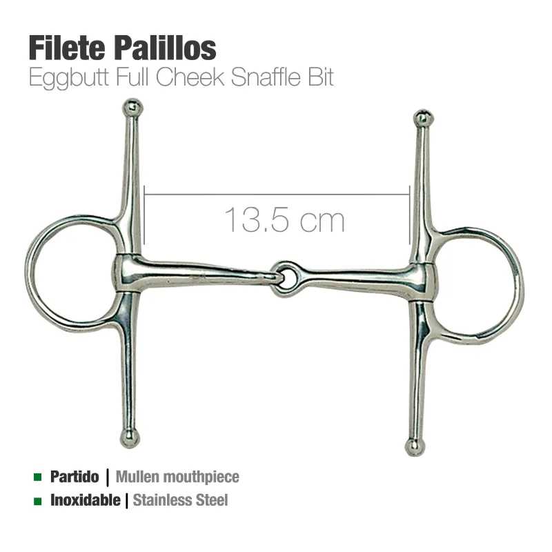 Bitado Eggbutt Full Cheek de aço inoxidável com 13,5 cm