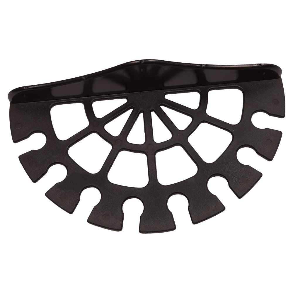 Organizador plástico semicircular preto com recortes geométricos