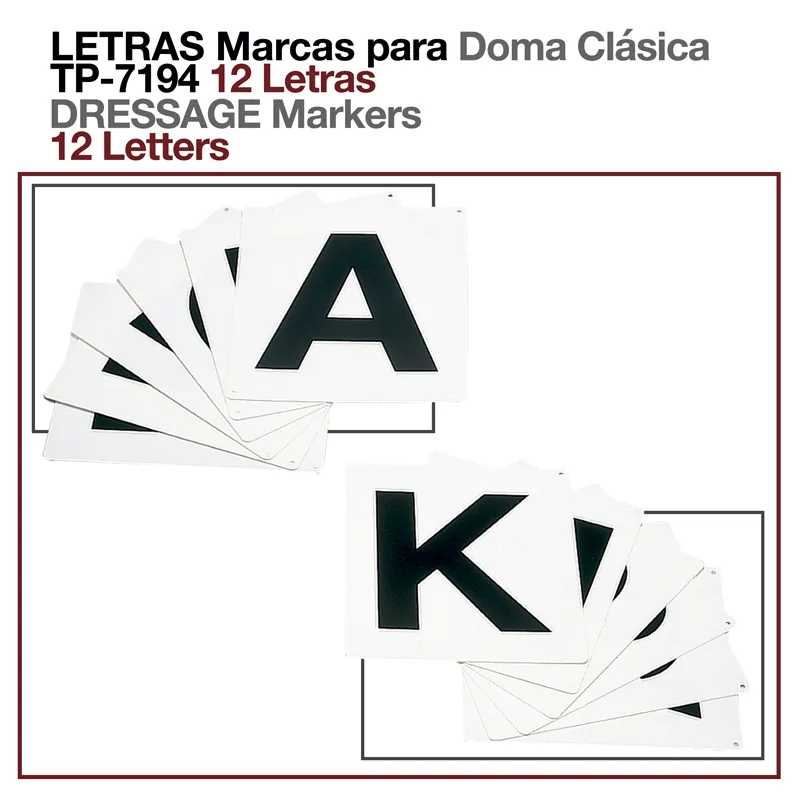 Marcadores de letras pretas em placas brancas para Doma Clássica