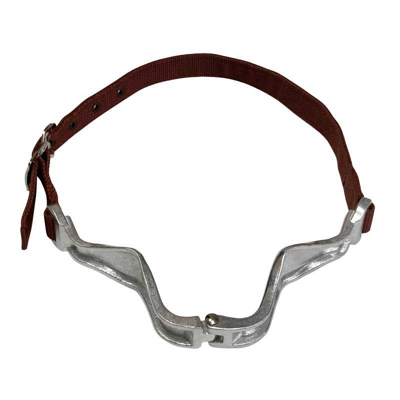 Espelho retrovisor para bicicleta com estrutura metálica prata e fita ajustável castanha