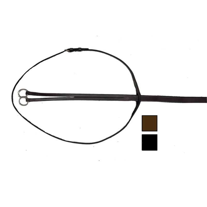 Rédea de cavalo em couro preto e castanho com fivelas metálicas