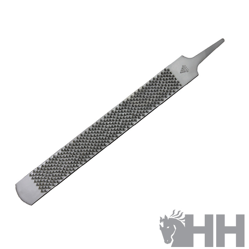 Lima metálica texturizada para cavalo com logótipo HH