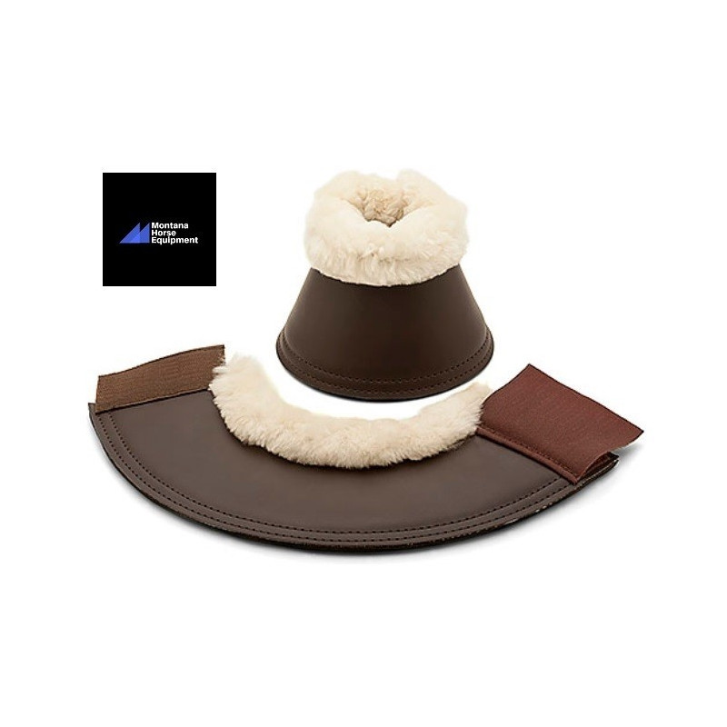 Equipamento e proteções para cavalo castanho com interior de pelo sintético bege
