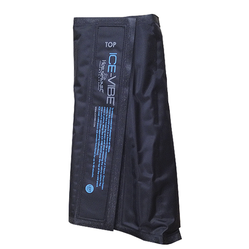 Manga preta para terapia fria ICE VIBE com texto e detalhes azuis