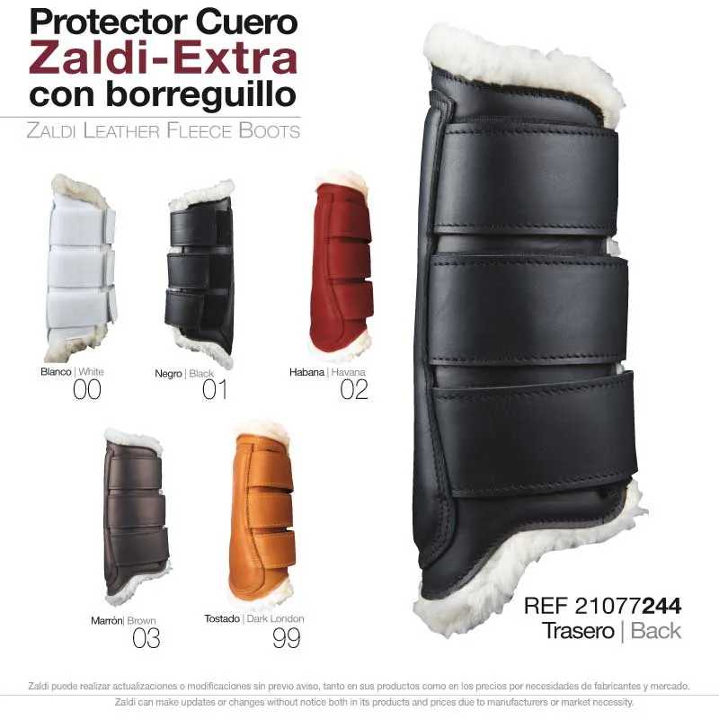 Protetores de couro Zaldi-Extra com tiras de velcro e forro de borreguillo em várias cores