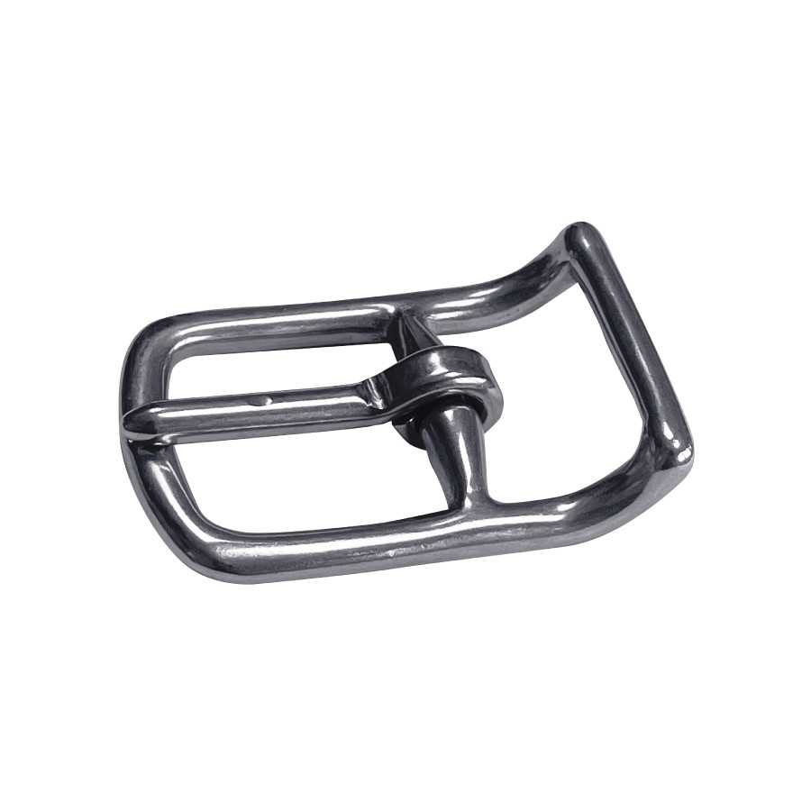 Fivela de metal prateado brilhante retangular com lingueta