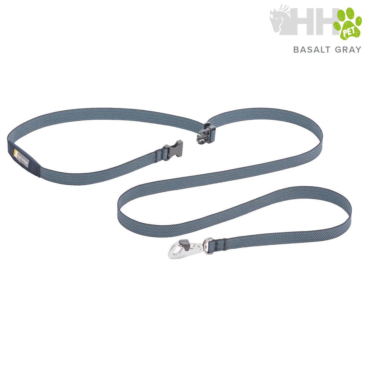 Coleira e trela cinzentas para animal de estimação com fecho rápido e mosquetão