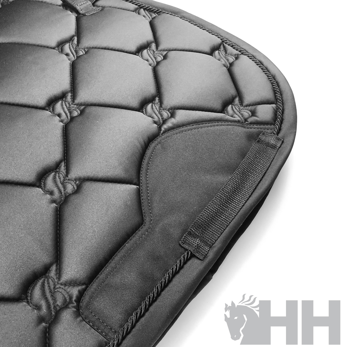 Tapete para selação preto acolchoado com alça em tecido e logotipo HH